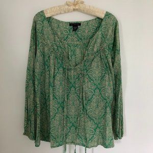 Heart Moon Star flowy green peasant top - size L